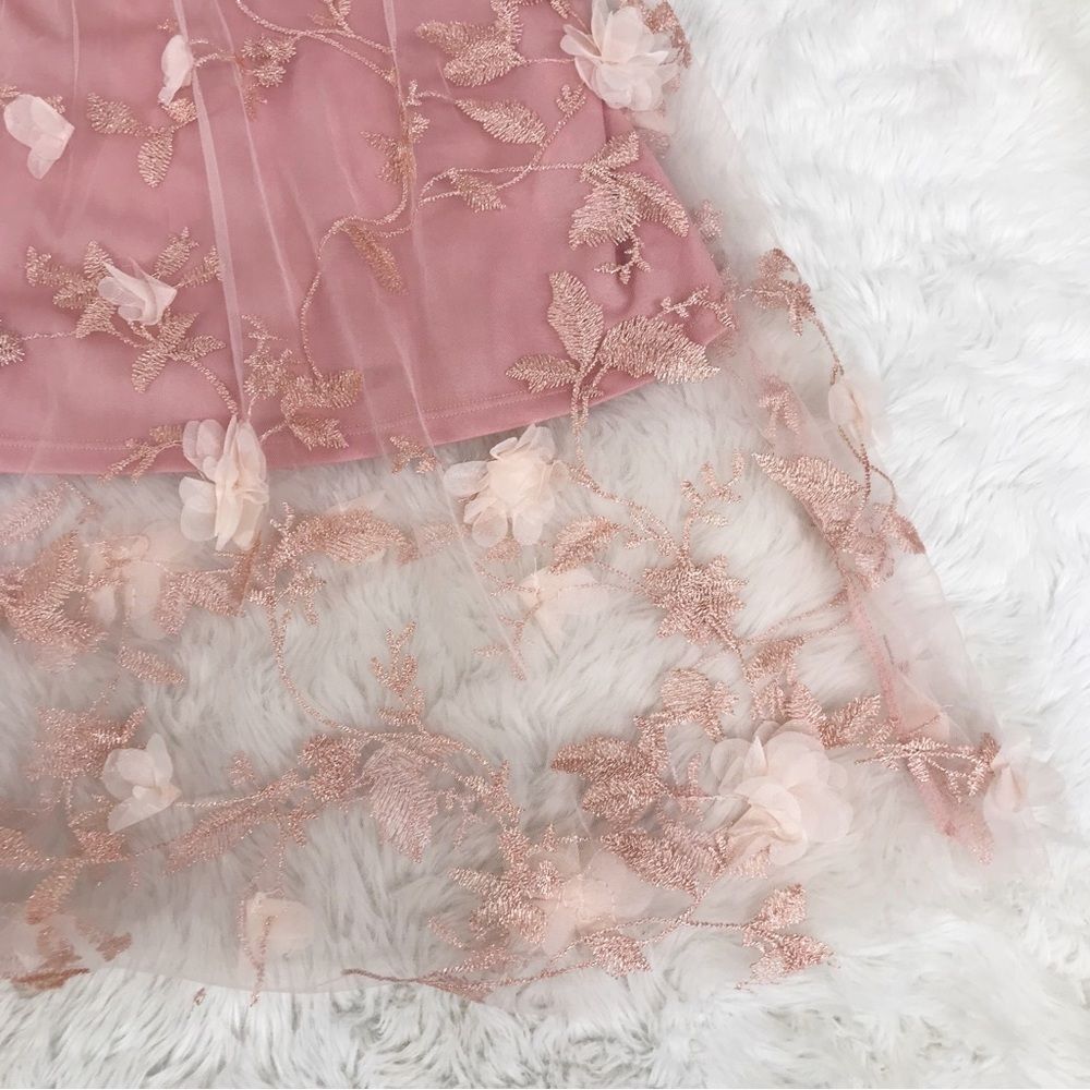 GIANNI BINI GB Girls Blush Pink Sleeveless Floral‎ Embroidered Dress Size Large - Picture 6 of 8